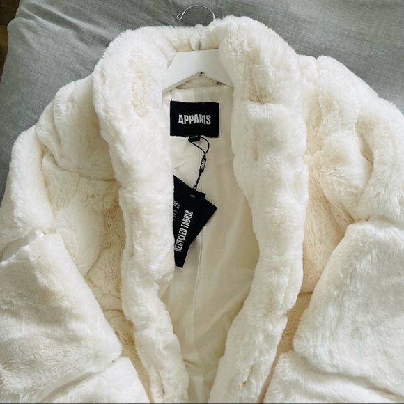 White Faux Fur Apparis Jacket Size XXS - Picture 3 of 3